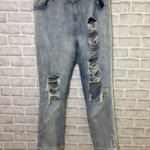 Urban Heritage Light Blue Distressed girlfriend low rise  Jeans, size 13